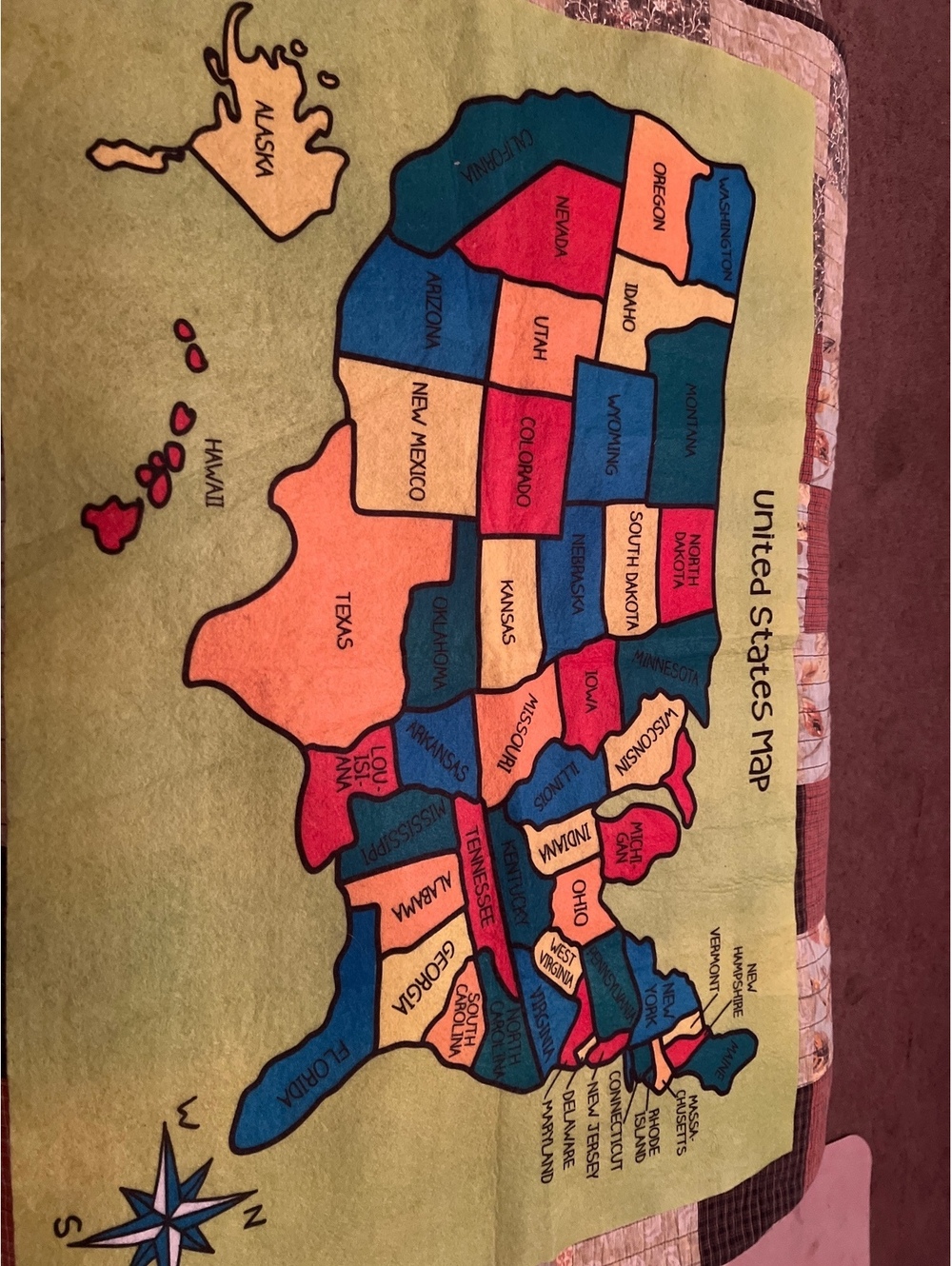United States Map Educational Blanket